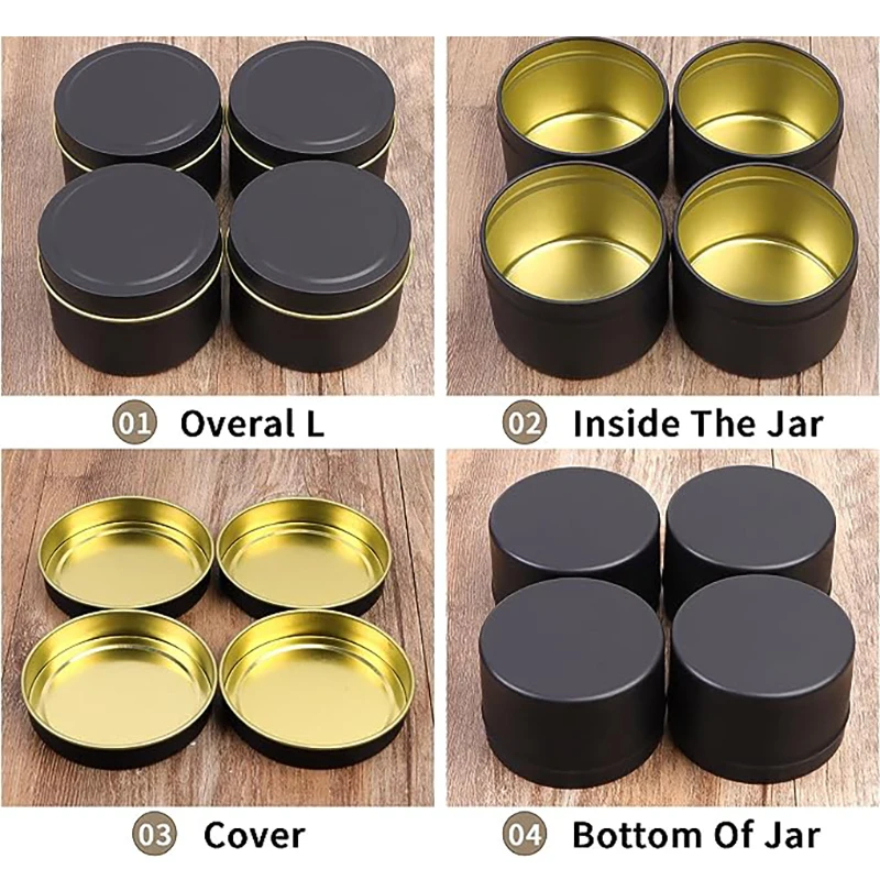 DIY 캔들 만들기용 뚜껑이 있는 빈 금속 주석, 할로윈 캔디 박스용 용품 보관 용기, 4 OZ, 24 개