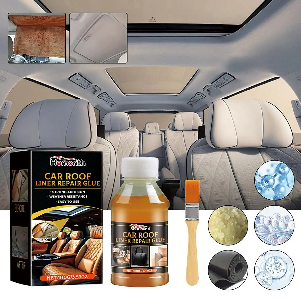 100ml Instant Adhesive Bonding Glue Car Interior Roof Repair Polyester Repair Liner Cloth Inside Roof Leather Liquid Glue C U7X6 2