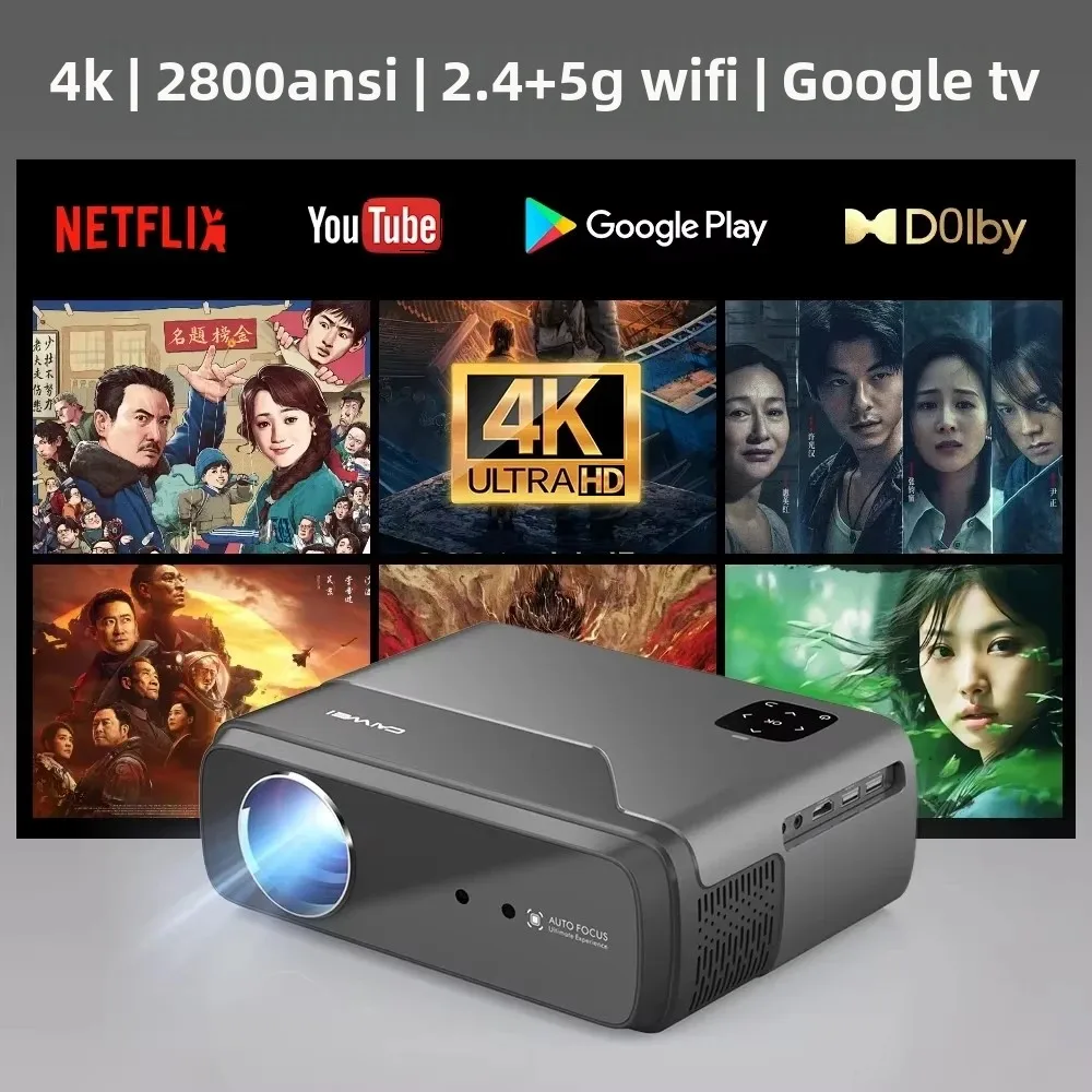 Google TV Android] 4Kオートフォーカスポータブルプロジェクター 2.4G 