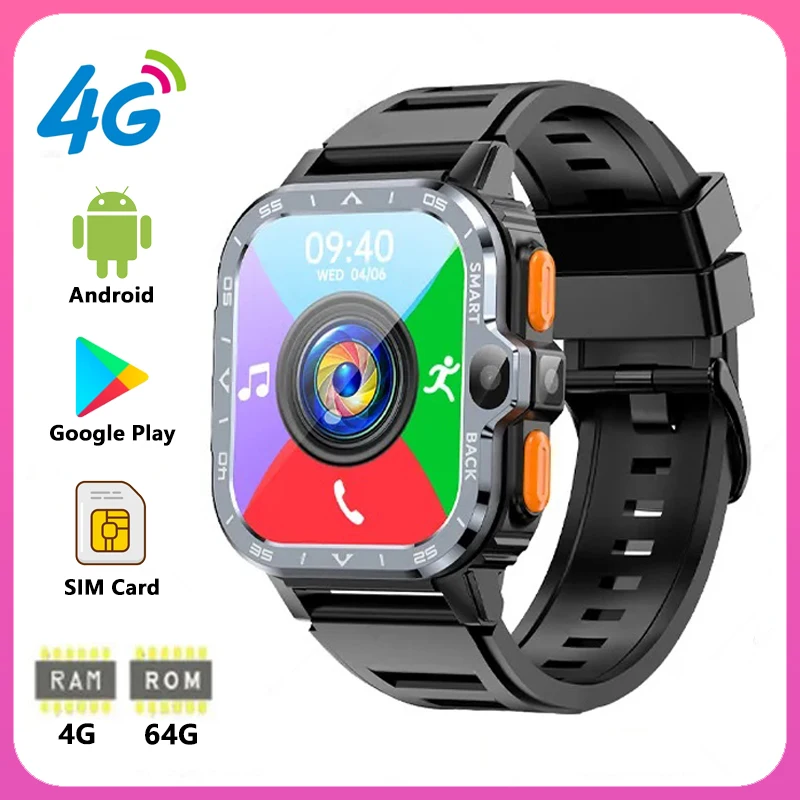 Wen 여성용 방수 스마트 워치, 4G 네트 스마트 워치, HD 카메라 2 대, SIM 카드, 64GB ROM, NFC, GPS, 와이파이 통화, 구글 플레이 스토어 스마트 워치
