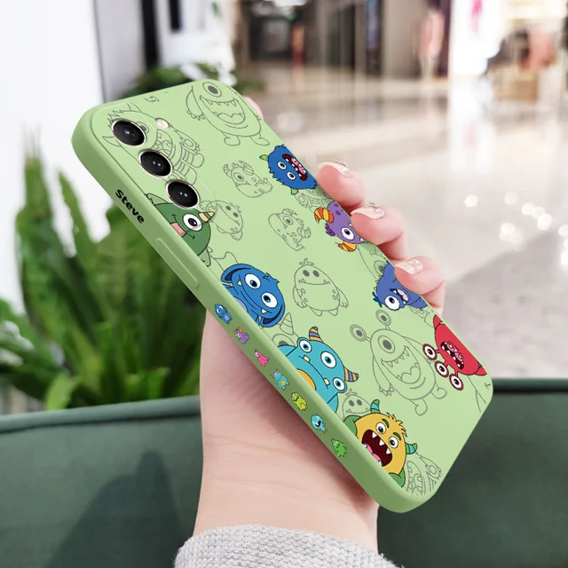 Monsters Assemble Phone Case For Samsung Galaxy S22 S21 S20 Ultra Plus FE S10 S9 S10e Note 20 ultra 10 9 Plus Cover Light Green