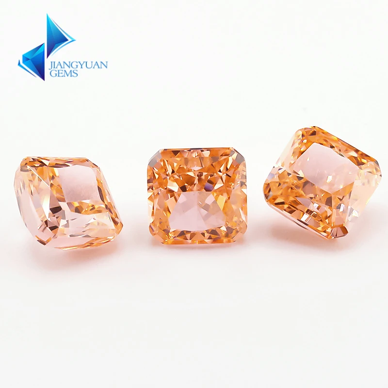 

JIANGYUANGEMS 09#Morganite Color Square Octangle Radiant Crushed Ice Cut Cubic Zirconia Stone 5A 5x5mm Zircon Loose CZ Gemstone