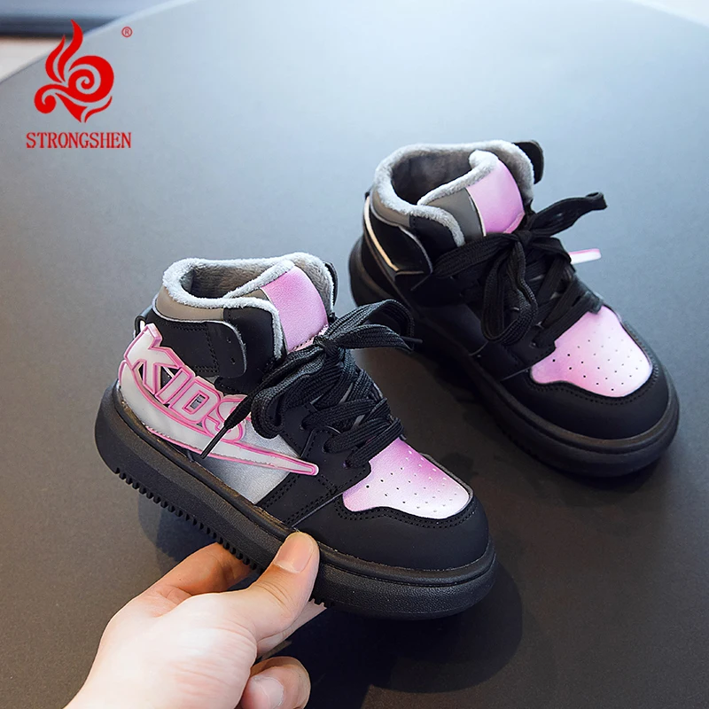 STRONGSHEN Spring Sneakers Kids Sports Shoes Boys Girl Basketball Shoes Children Student Shoes Anti-Slippery Board Shoes