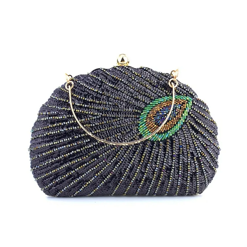 Peacock Evening purse Clutch inside black color front Peacock Evening purse Clutch inside black color front