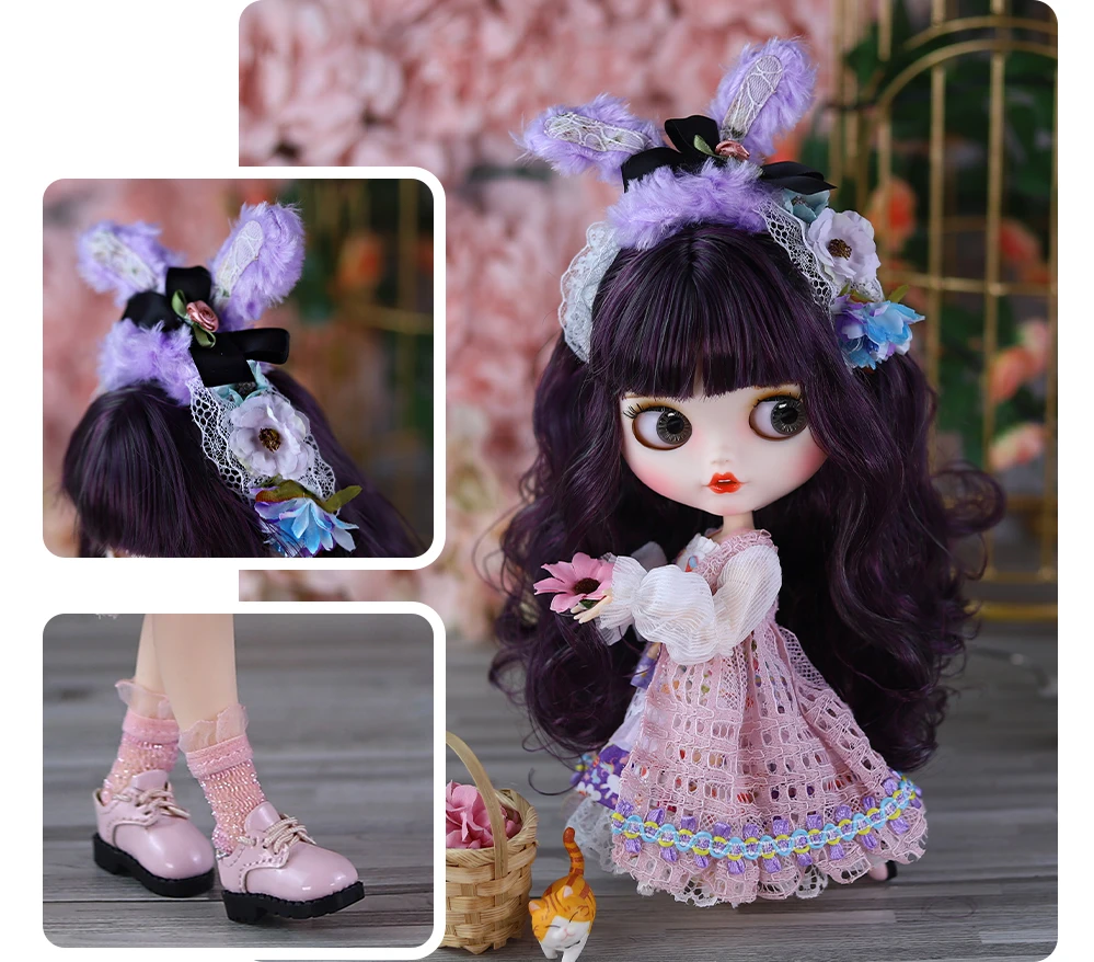 Allison – Premium Custom Neo Blythe Doll with Blue Hair, White Skin & Matte Smiling Face 7 Allison – Premium Custom Neo Blythe Doll with Blue Hair, White Skin & Matte Smiling Face 7