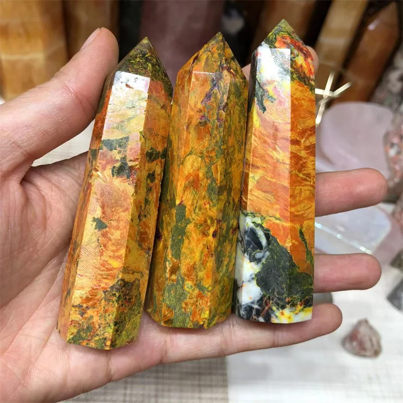 

Natural Realgar Ore Quartz Crystal Obelisk Reiki Wand Tower Point Healing