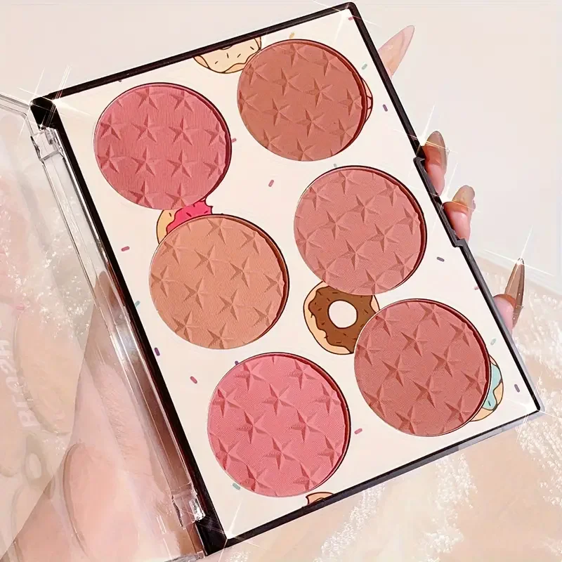 6-color blush palette, matte effect, natural long-lasting, high pigment, daily multi-color makeup set 3