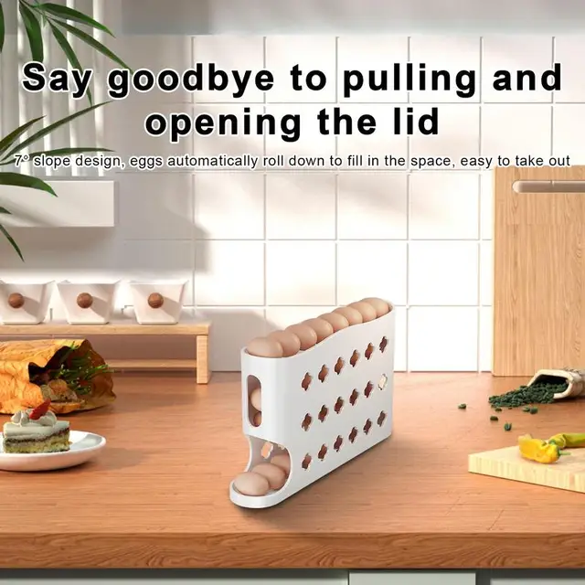 혁신적인 슬라이드 에그 디펜서로 냉장고를 정리하고 공간 절약하세요!