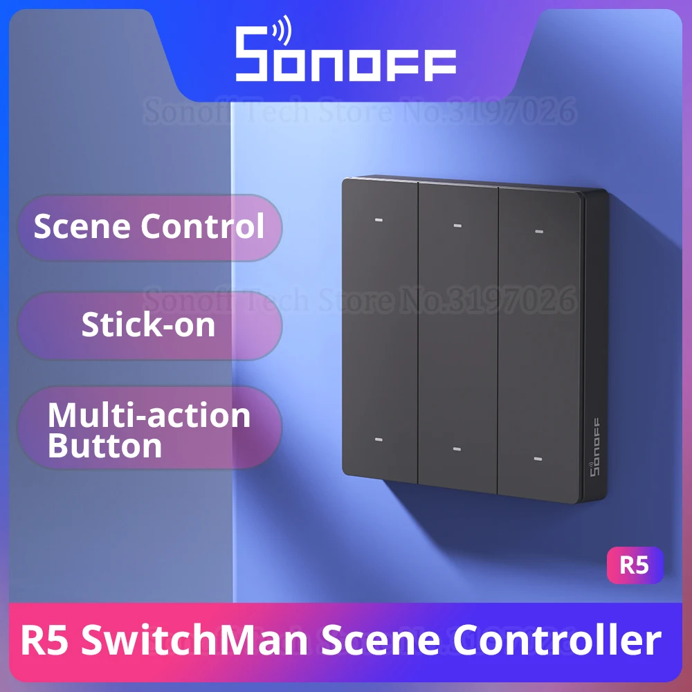 SONOFF SwitchMan R5 Scene Controller 6-Key Free-Wiring Stick-On eWeLink-Remote Gateway Multi Trigger Ways Work with M5 MINI R3