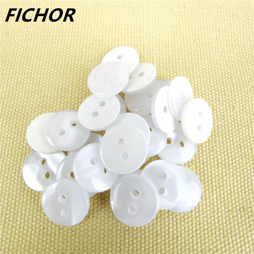 30 pcs 11mm 2 Hole White Resin Sewing Buttons Cute solid Color Round Shape Button For Baby Kids Clothes DIY Accessories 4
