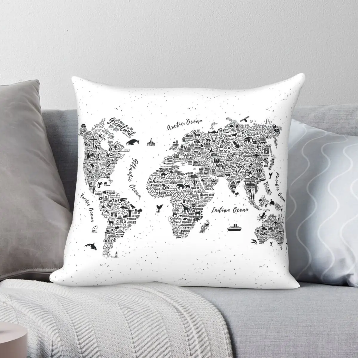 

World Global Maps Wanderlust Adventure Pillowcase Polyester Linen Velvet Printed Zip Decor Bed Cushion Cover 18"