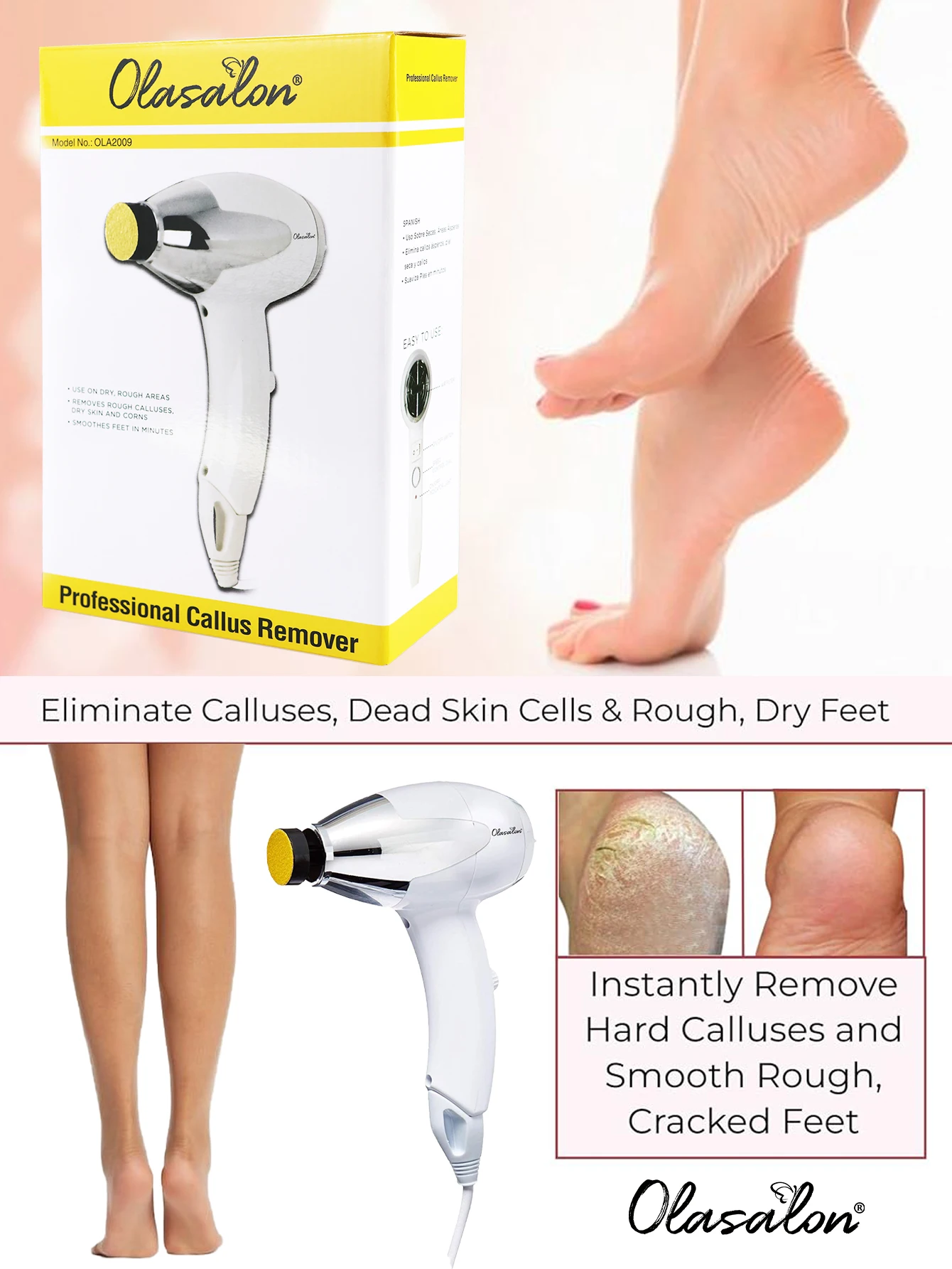 OLASALON Electric Foot Callus Remover Waterproof Foot Care
