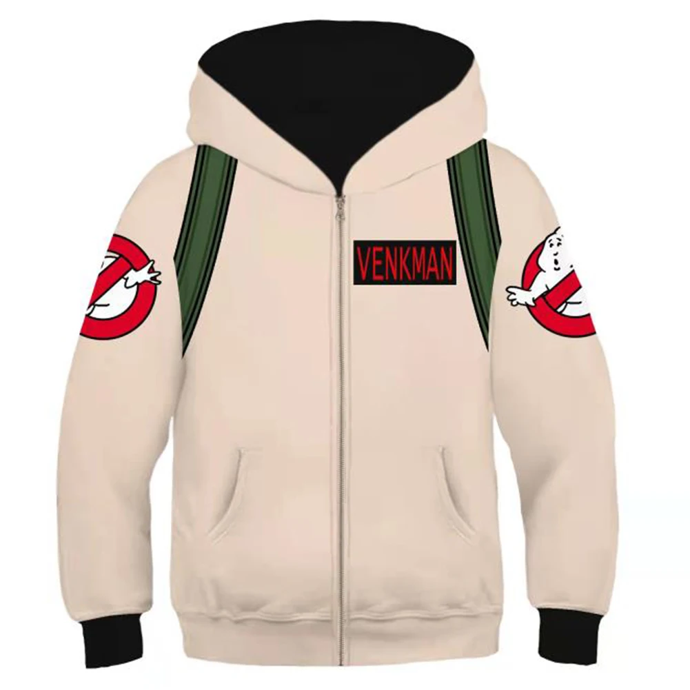 

Ghost COS busters Cosplay Hoodie Zipper Up Sweatshirts Cardigan Pullover Coat Jacket Hoodie Kids
