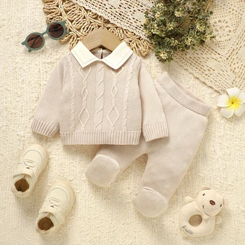 Winter Baby Clothes Casual Outwear Long Sleeve Sweater Shirts Tops+Leggings Outfits Sets for Newborn Boys 0-9m Infant Tracksuits 1