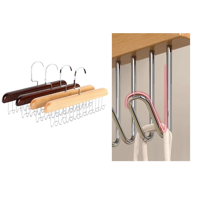 

Wooden Clothes Rack Multifunctional Underwear Vest Storage Tool Household Dormitory Solid Wood Hook Wave Drying Rack