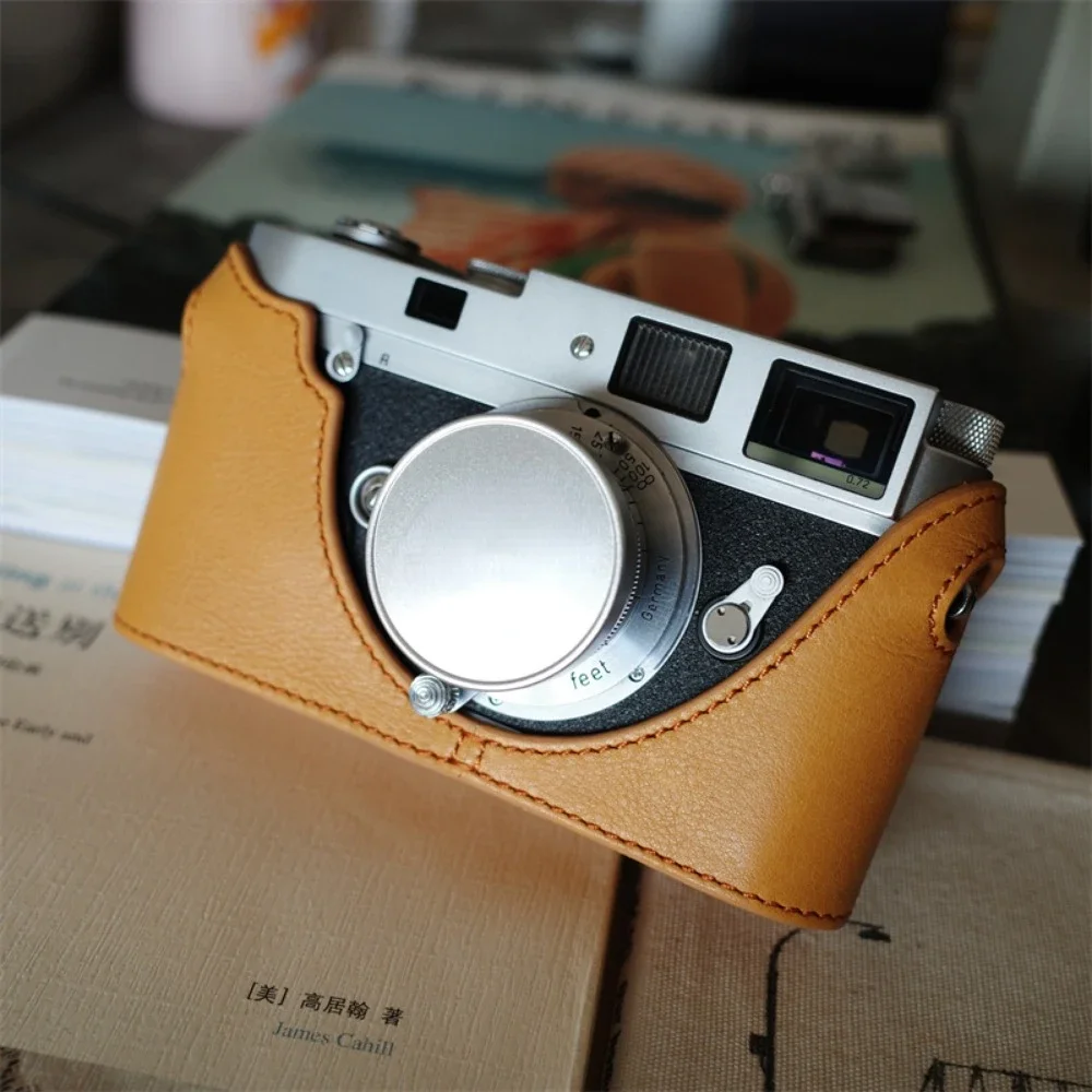 Real Cowhide Camera Bag Protective Case Camera Cover Bodysuit Handmade Genuine Leather Bags for Leica M6 Accessories camera storage case