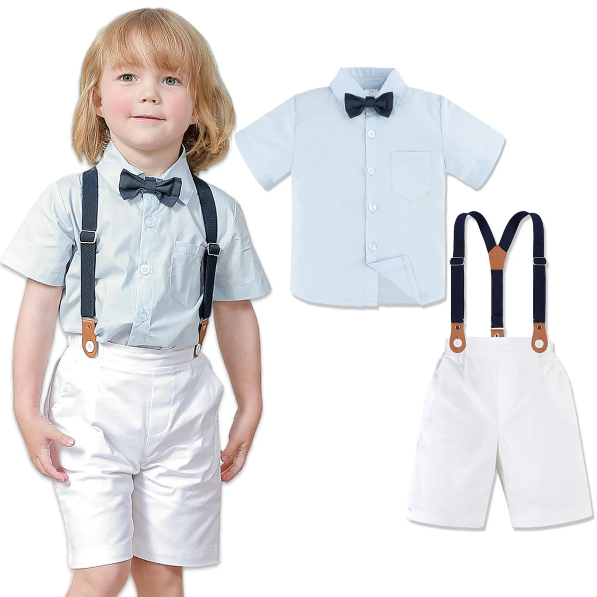 Boys Suit Baby Jumpsuit Baby Boy Gentleman's Dress Short Sleeve