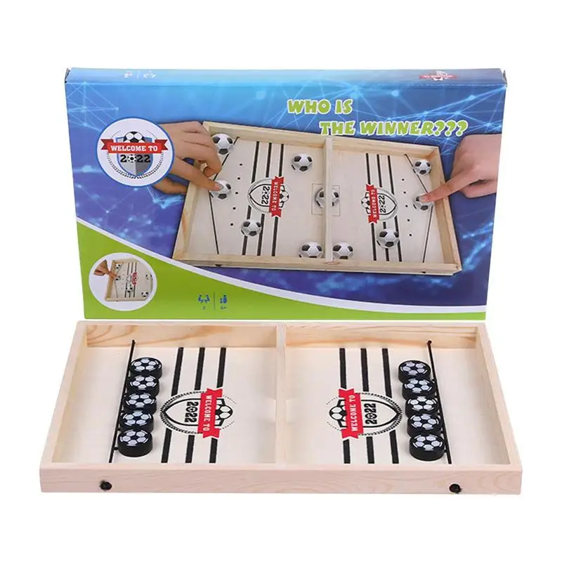

Wooden Football Board Game Fast Sling Puck Game Bounce Ball Party Game With Soccer Design Parent Child Interactive Football Toys