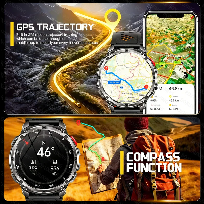2026 New T-Rex3 Pro 1100mAh Battery Smart Watch GPS path 5ATM Waterproof Sports Run tracker Outdoors Compass Military Smartwatch 3