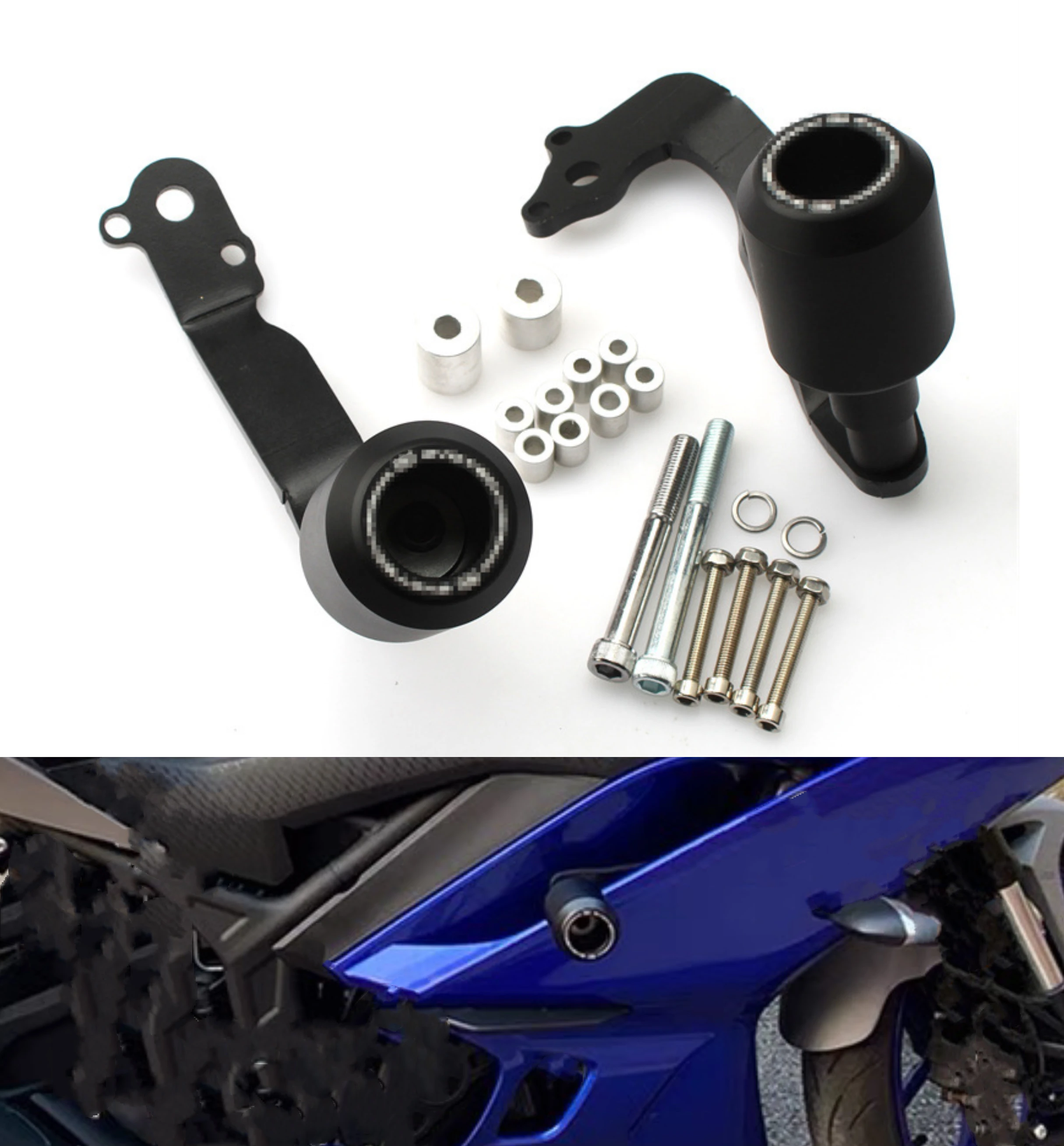 Motorcycle Frame Slider For Yamaha YZF-R7 (2021-2022) | Aluminum + ABS Crash Protection Pad - View #12