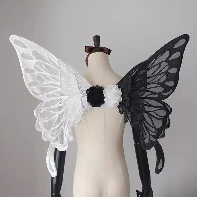 

Cruella Butterfly Wings, Gothic Witch, Black and White Color, Blocking Goth Rock, Lolita, Original Design