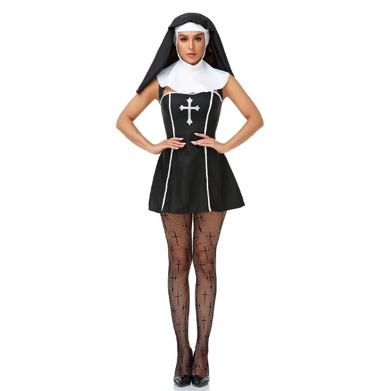 

Halloween Cosplay Nun Entice Adult Game Costume