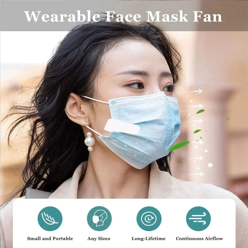 Rechargeable USB Mask Fan Clip Wearable Air Condition Face Fan Mini Smart Anti-Smart Electric Cooling Fan Mouth Cover Fan 85mah 3