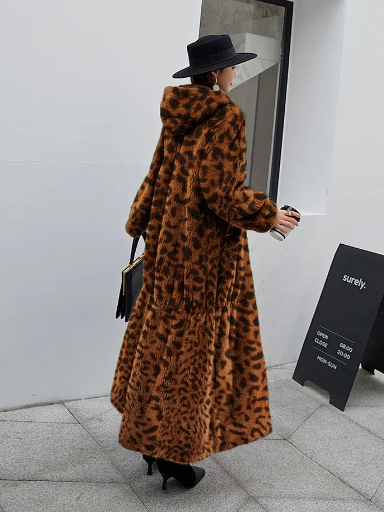 Winter Long Fur Jacket Hooded Fur Coat Oversized Thickened Warm Sheepskin Coat for Women Plush Jacket Faux Fur Coat Solid Loose