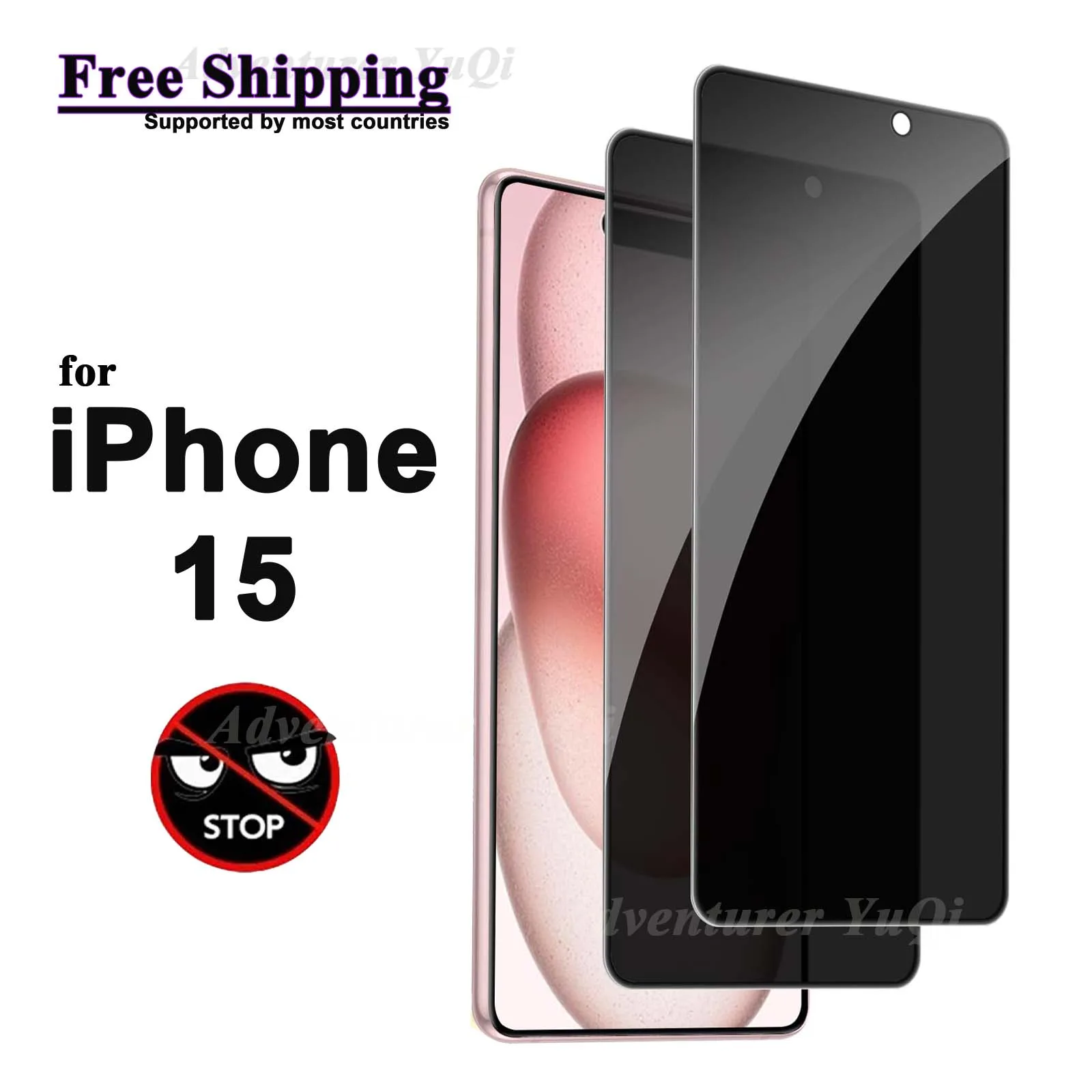 

Anti Spy Screen Protector For iPhone 15, Tempered Glass Privacy Anti Peep Scratch 9H Case Friendly Free Shipping