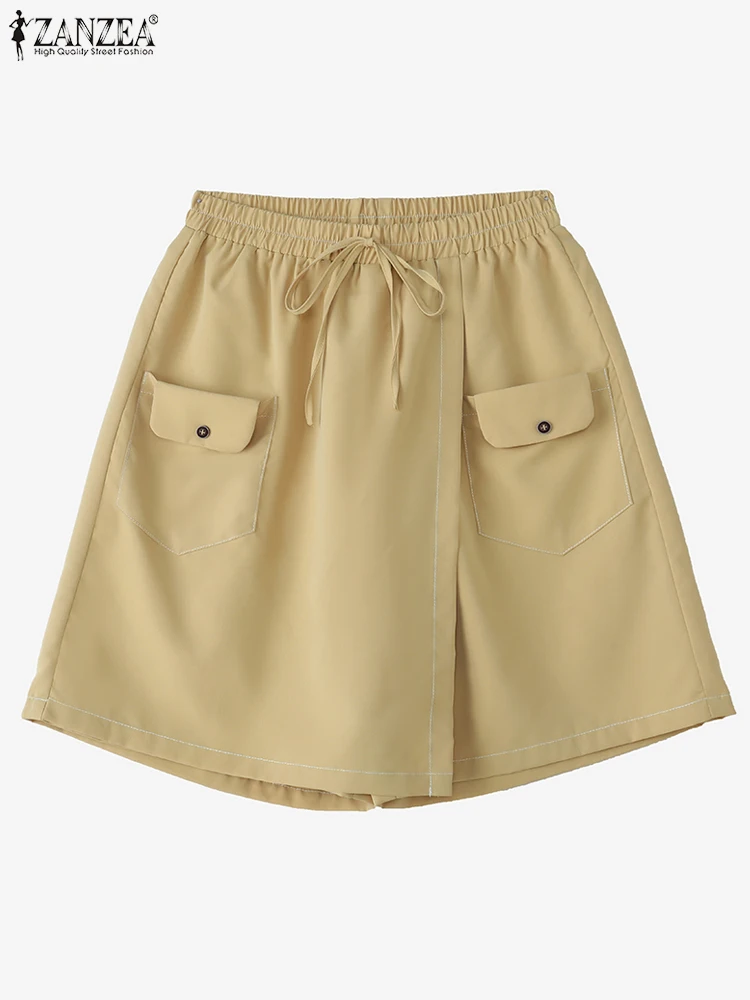 Women Elastic Waist Summer Shorts Skirts