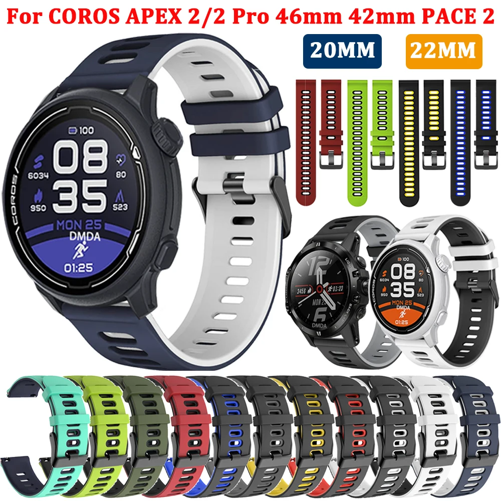 20 22Mm Smart Watch Cinturini Di Ricambio Per Coros Apex 2 Pro 46/42Mm Cinturino Per Coros Pace 2 Cinturino Sportivo In Silicone