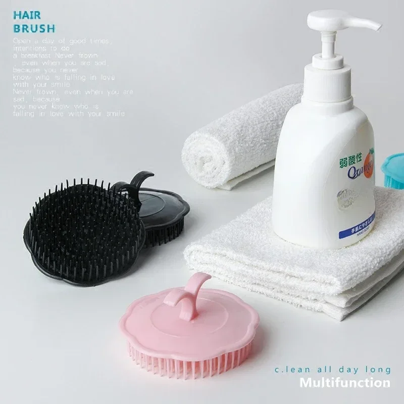 Shower Brush Black Hair Comb Scalp Massagers Round Comb Women Men Hair Scalp Shower Wash Clean Hair Tool 4