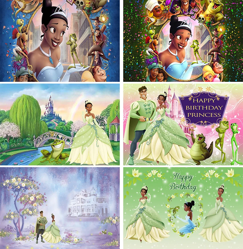 Princess And The Frog Fondale Tiana Party Photography Background Baby Shower Girl Birthday Party Cake Table Banner Decoration