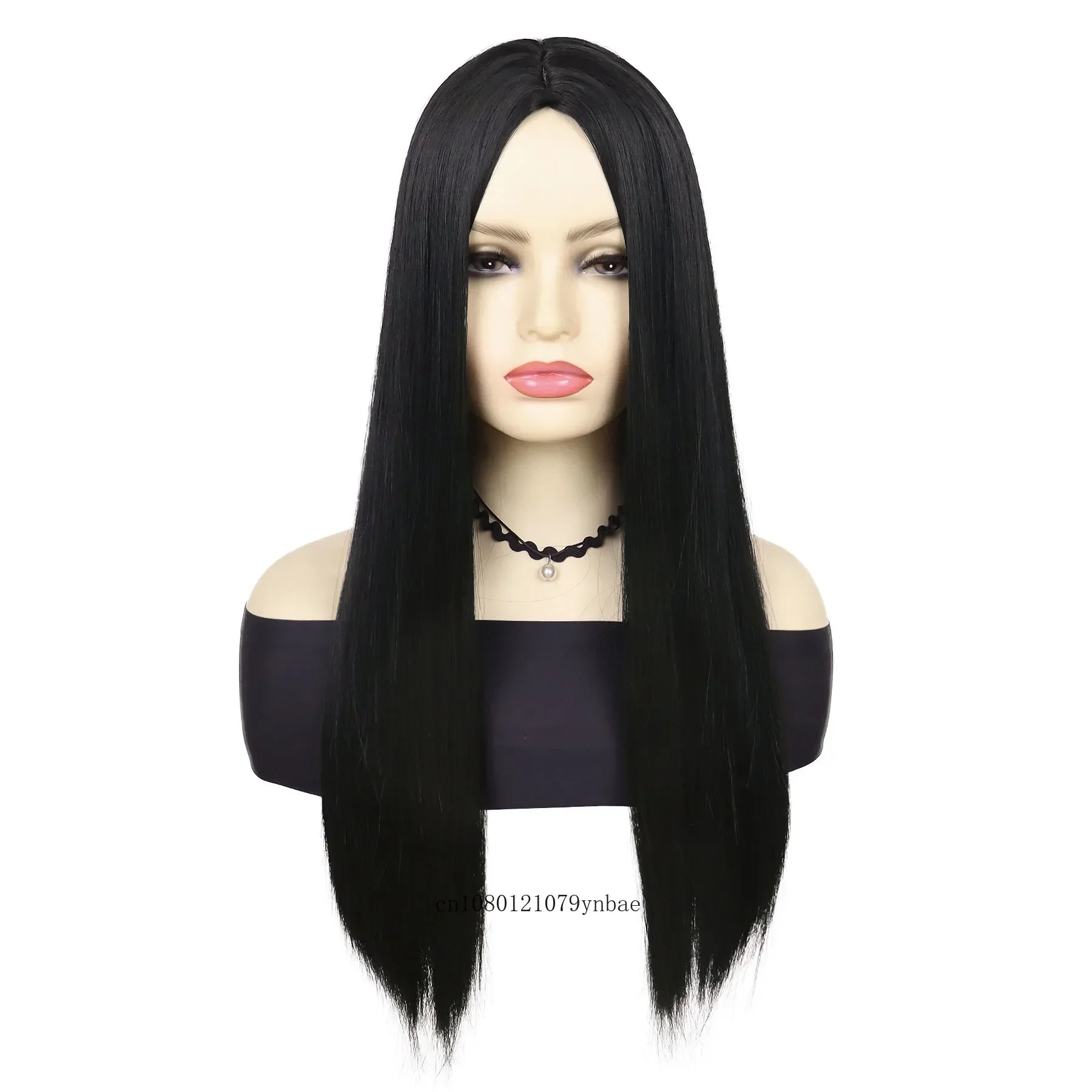 Natural Synthetic Long Black Straight Wigs Anime Costume Wig for Women Daily Use Halloween Cosplay Party Heat Resistant Fiber