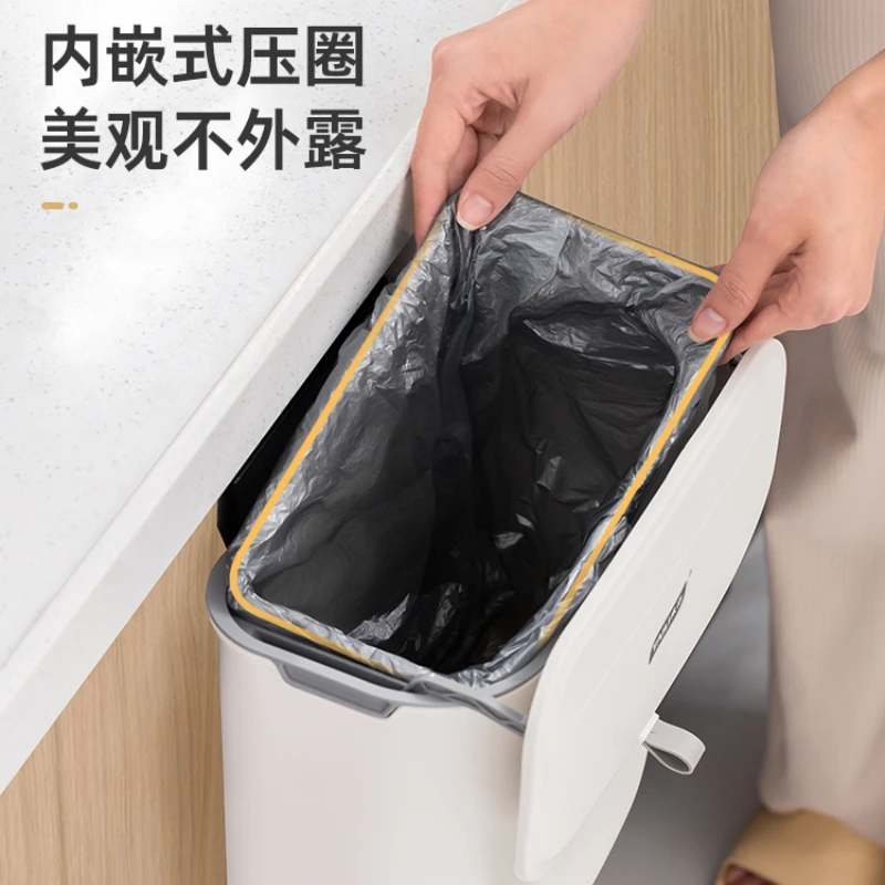 

Kitchen garbage bin dedicated hanging cabinet door wall hanging toilet toilet storage hanging household paper basket with lid