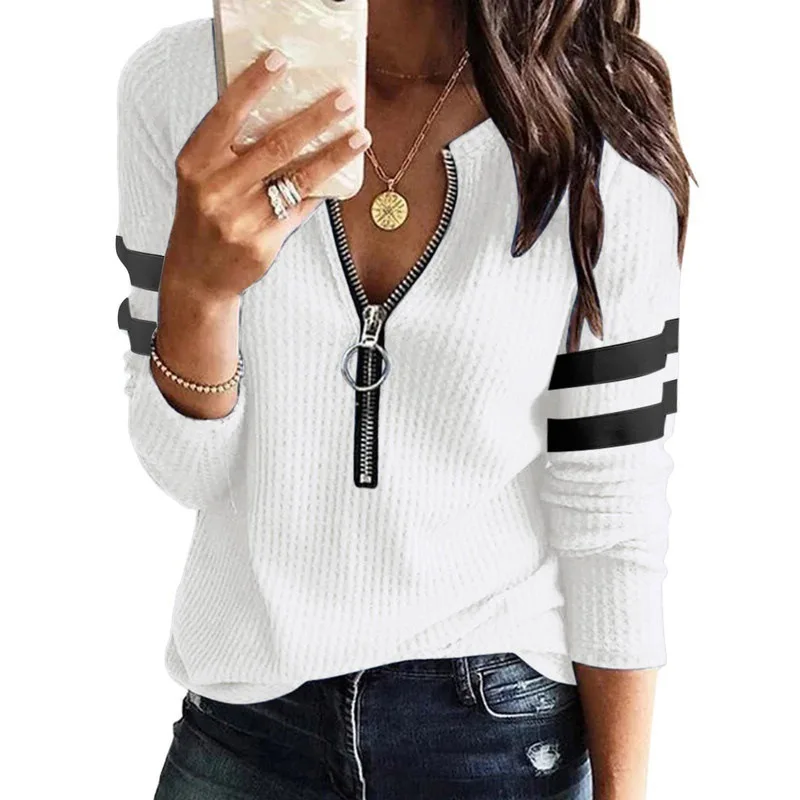 

Vintage Casual Harajuku Sweatshirt Fashion 2023 Streetwear Long Sleeve Pullover Top Autumn Women Zipper Oversized Shirts Winter