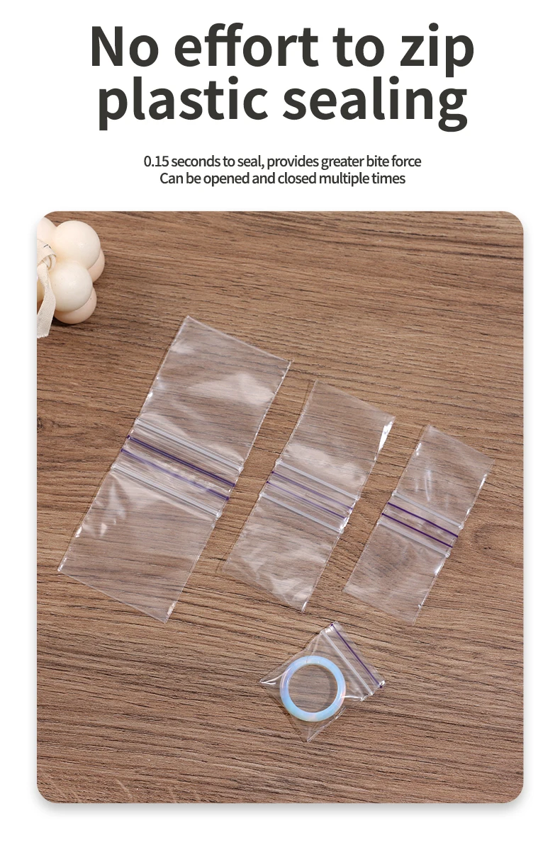 Verdickter 10 Seiden-Plastik-Versiegelungsbeutel mit violetter Linie. 3 Modelle und Größen sind verfügbar, 100 enthält nur Deodorant und feuchtigkeitsbeständig – Detail 7