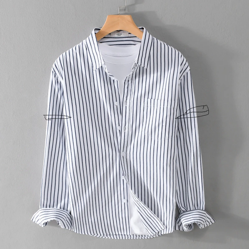 

Spring and autumn striped long-sleeved shirt casual loose handsome fashion with popular youth shirt