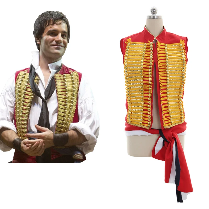 

Musical Les Miserables Enjolras Cosplay Red Vest Sash Jacket Costume Performance Uniform Medieval Halloween Carnival Suit