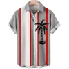 Summer Fashion Men's Short Sleeve Casual Shirt Hawaiian Vacation Coconut Tree Printed Top Seaside Party Wear Men's Oversized Top 2