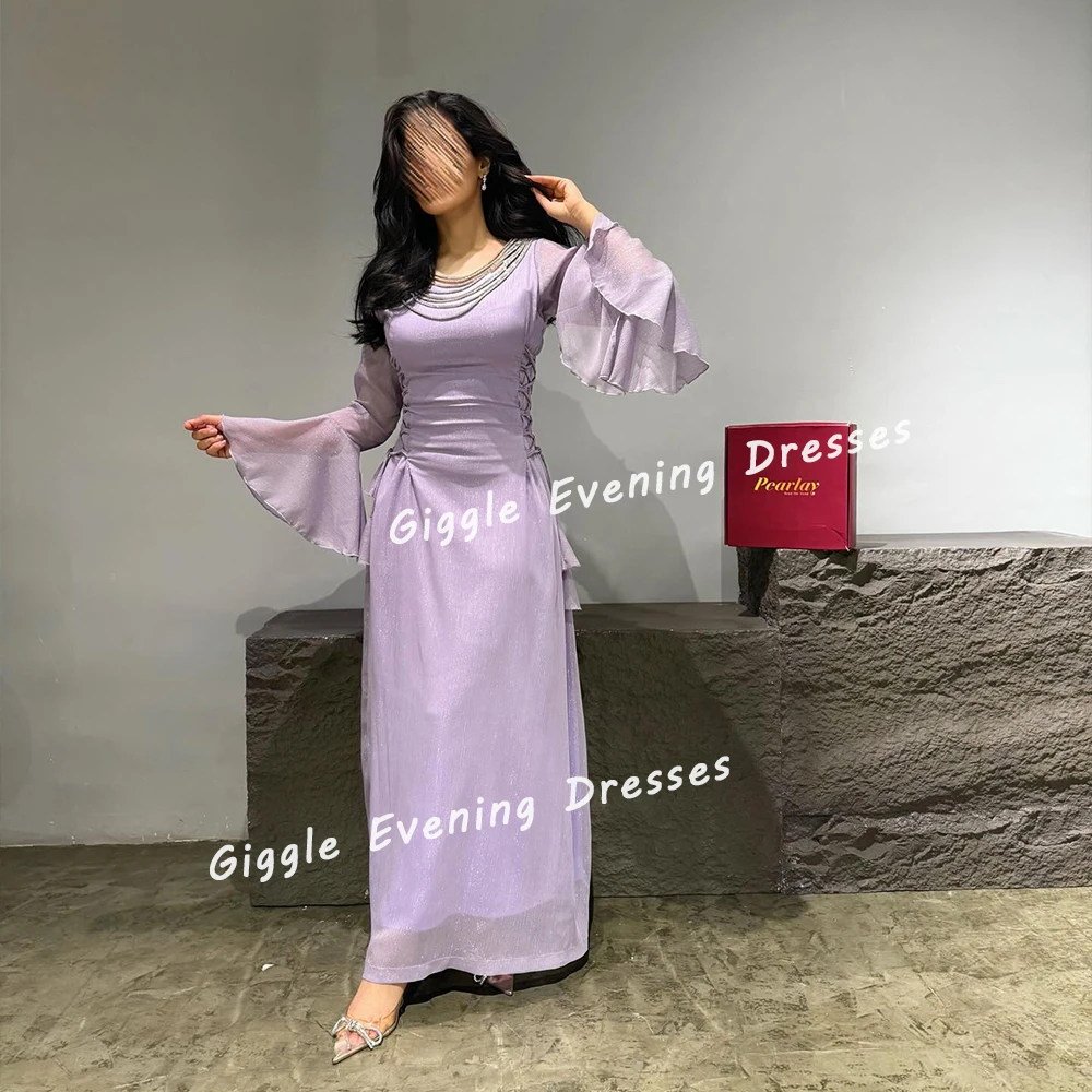 

Giggle Chiffon Mermaid Pleat Elegance Prom Gown Saudi Arab O-Neck Ankle-Length Formal Evening Party Dresses for Women 2024