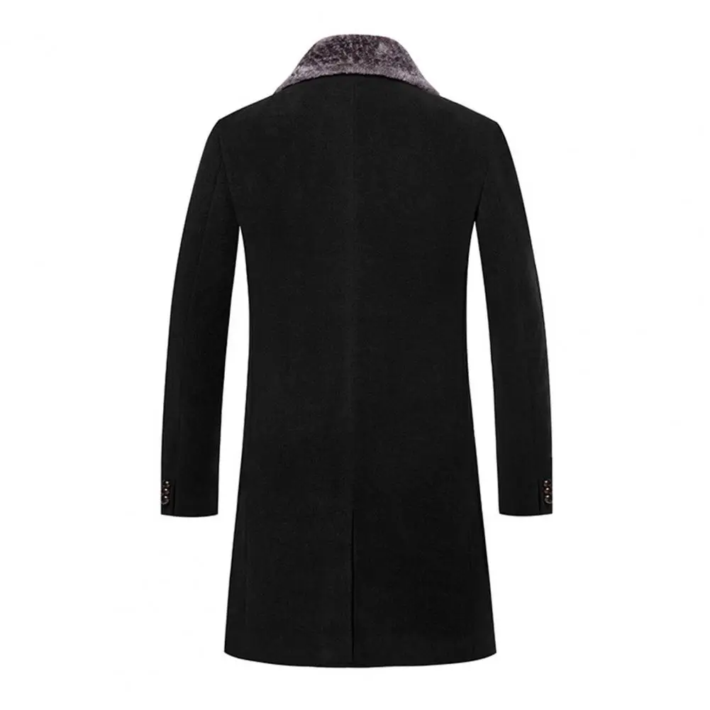 Warmth Coat Stylish Men Business Jacket Washable Warm Overcoat Plush Collar Turn-down Collar Buttons Windbreaker Keep Warm
