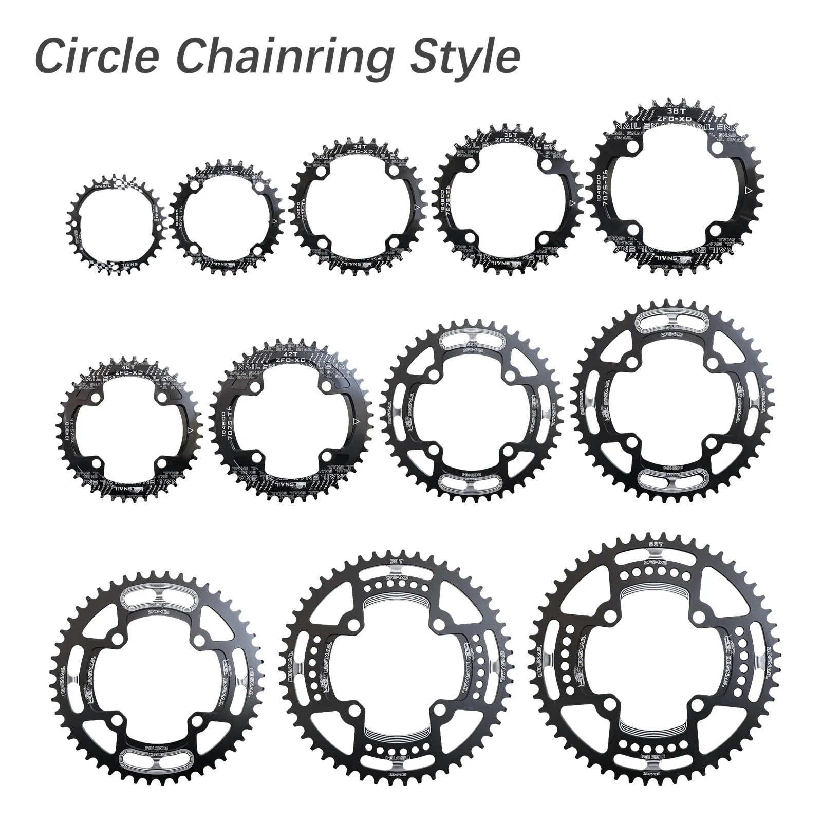 Bike Chainring SNAIL 104BCD Round 30t 32t 34t 36t 38 tooth Narrow n Wide Ultralight Tooth Plate MTB Mountain Bike 104 BCD Chainwheel bike chainring,bicycle parts