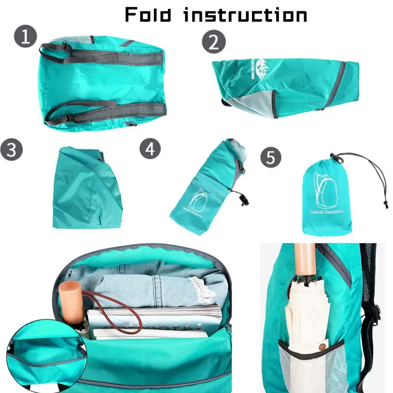 Ultralight Folding Bag Men Women Waterproof High-volume Portable Backpack Lightweight Travel Bags Outdoor Sports Daypack 5