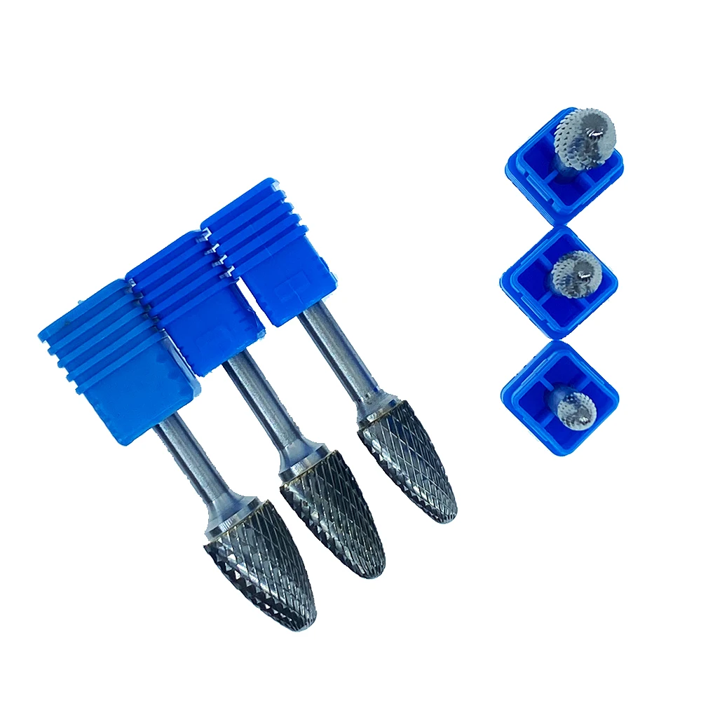 10-Piece HSS Tungsten Carbide Rotary File Burr Set - Double Cut, 1/8" Shank For Woodworking, Carving, Engraving & Polishing