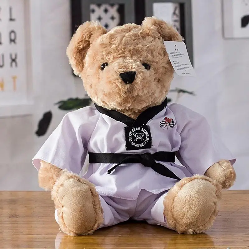 

25cm New Cute TeddyBear Taekwondo Bear Cub Dolls With Stuffed Kawaii Plush Creative Gift Toy For Birthday Present Home Decor