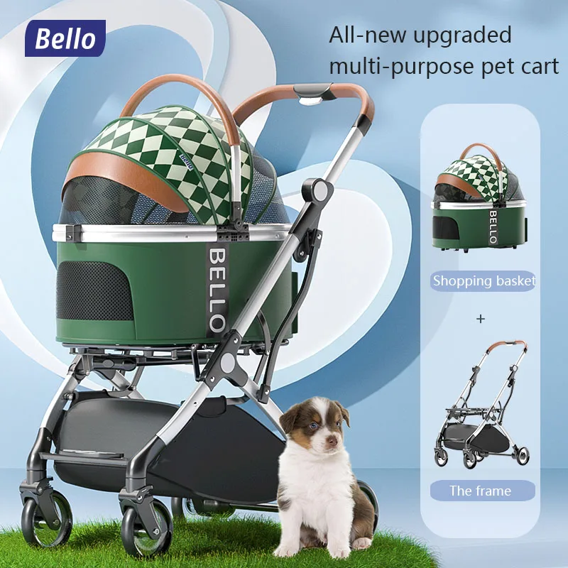 

Bello Puppy Stroller Detachable Foldable 4 Wheels Pet Stroller Aluminium Alloy Dog Trolley for Corgi Teddy Dogs and Cats 강아지유모차