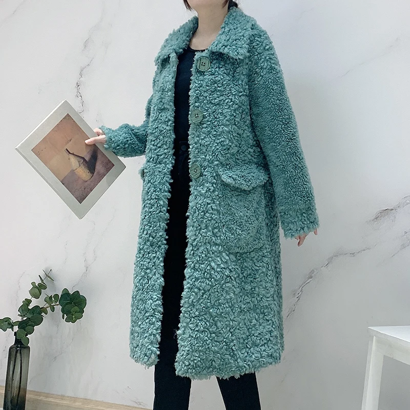 2024 Autumn Winter New Sheep Shearing Coat Women Long Cara Roll Grain Cashmere Lamb Fur Coat For Women Fur Jacket Female FCY1727