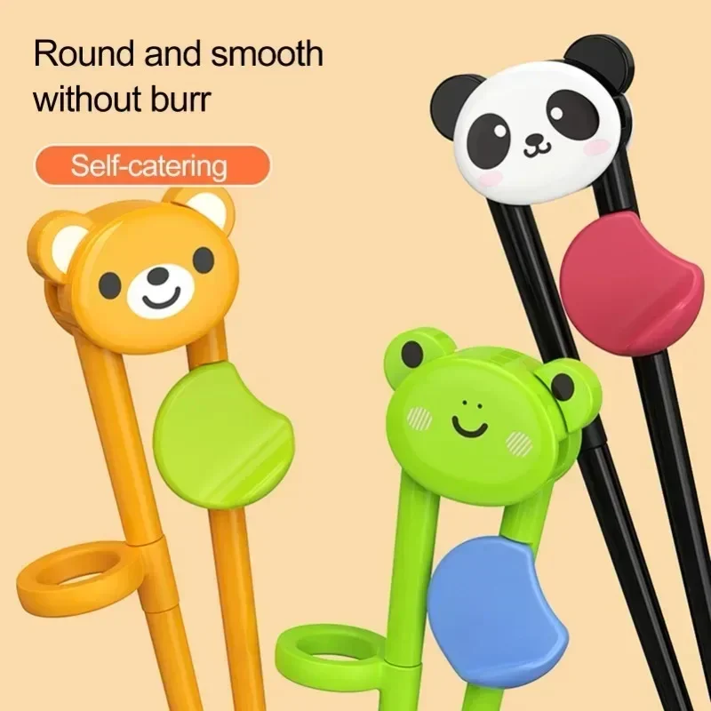 1/3PCS Cute Animal Learning Chopsticks Baby Training Food Grade Kids Tableware Cartoon Elementary Chopsticks Auxiliary Holder