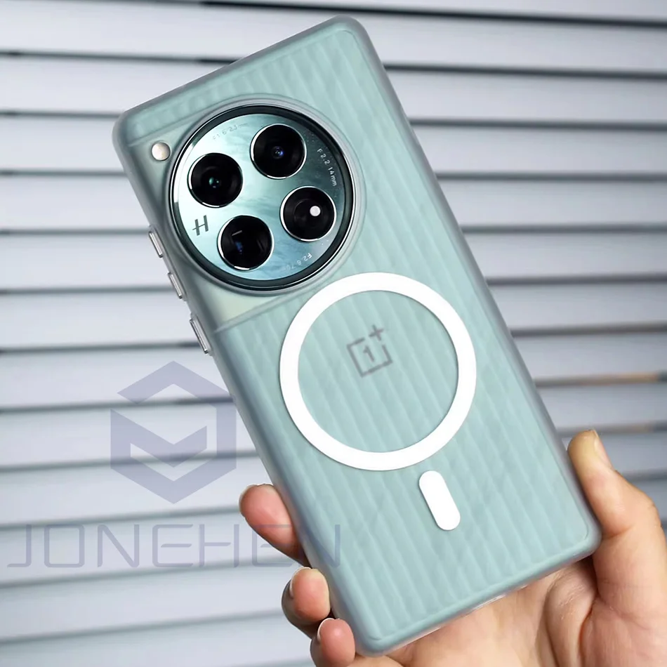 Magnetic Corrugated Pattern Matte Case with Wireless Charging Compatibility - Clear Cover